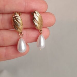 Aros Perla Colgantes 4cm